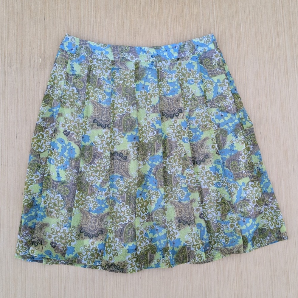 Christopher & Banks Skirt Y2K Pleated Paisley Cottage Boho Knee Length Womens 12
